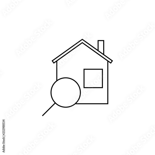 Search home outline icon. linear style sign for mobile concept and web design. Real estate search line vector icon. Symbol, logo illustration.