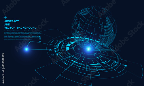 Virtual reality and science and technology background, artificial intelligence and cloud computing, big data, internet connectivity