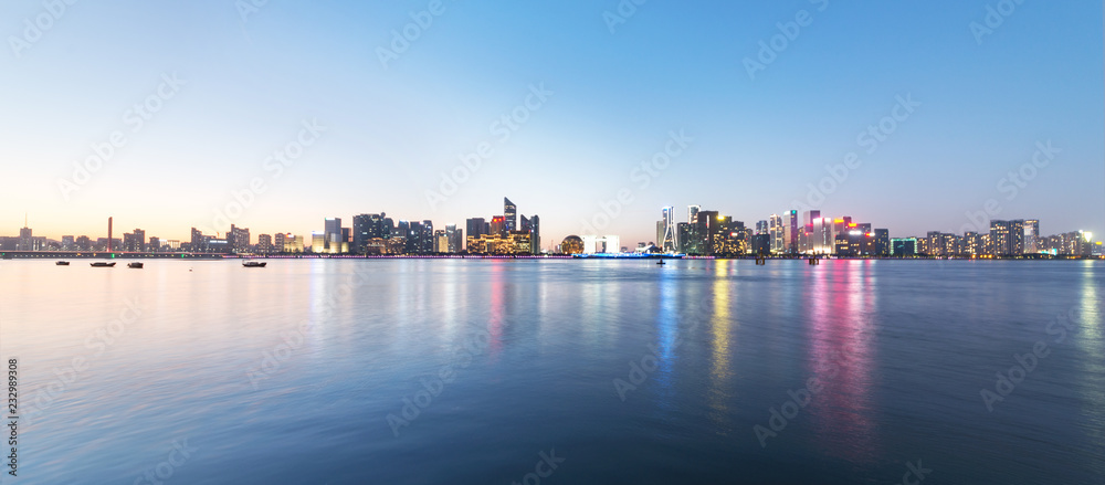 Beautiful city nightscape in Hangzhou, China