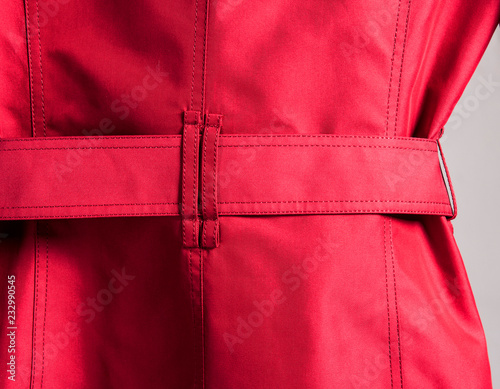 Detail of red ladies coat workmanship