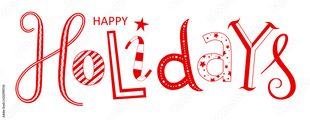 HAPPY HOLIDAYS hand lettering banner
