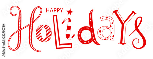 HAPPY HOLIDAYS hand lettering banner