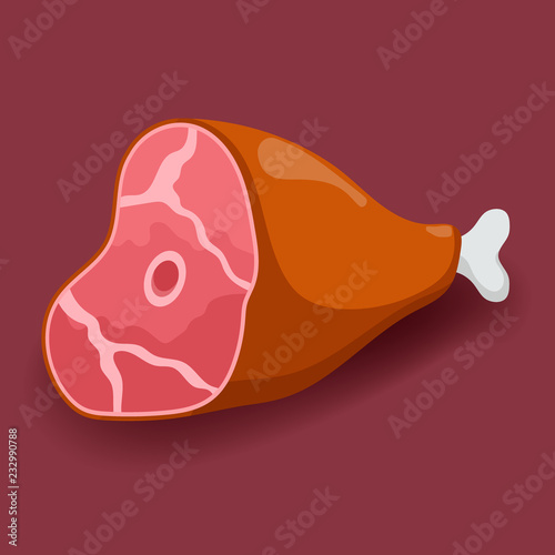 Meat vector - gammon. Fresh flat meat icon