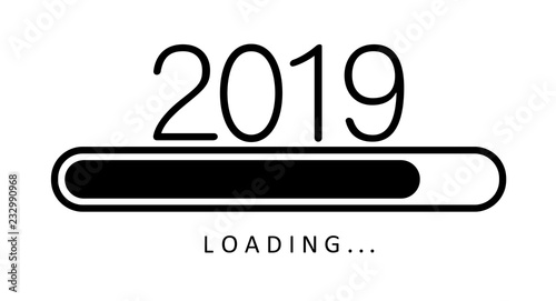 Loading 2019 New Year creative poster with progress bar.
