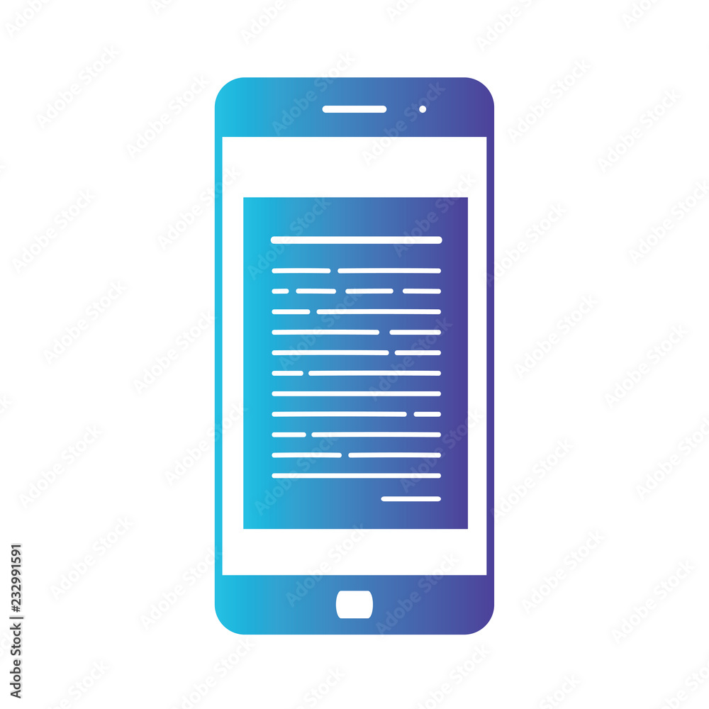 Opening of an incoming email to a smartphone. E-mailing, spam, e-commerce. Isolated gradient blue icon on white background Opening of an incoming email to a smartphone. E-mailing, spam, e-commerce. Isolated gradient blue icon on white background