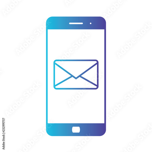 Notification of an incoming email to a smartphone. E-mailing, spam, e-commerce. Isolated gradient blue icon on white background