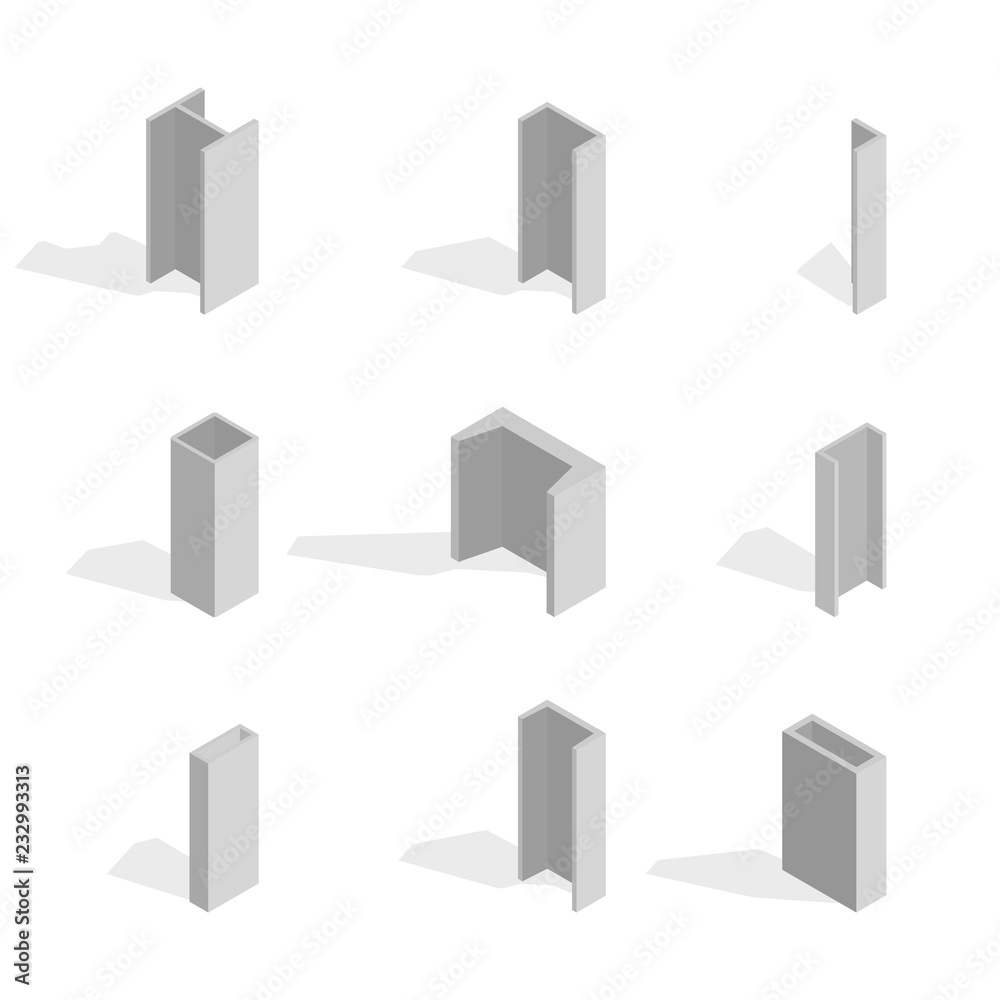 Steel beam isometric, vector illustration. Steel beam isometric, vector illustration.
