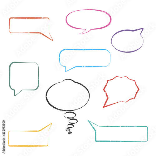 Set of grunge speech bubbles, vector illustration.