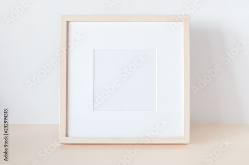 Wooden Square Frame with Poster Mockup.