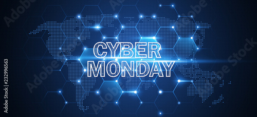 Cyber Monday Online Sale Event. Vector Technology illustration
