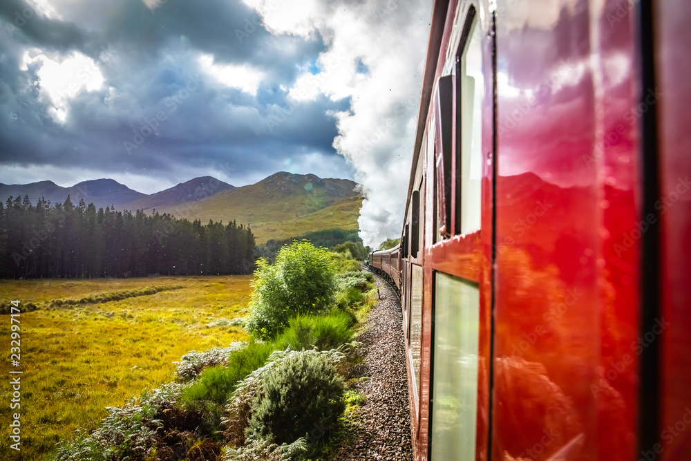 Naklejka premium Glenfinnan Railway Viaduct with train