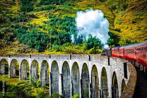 Glenfinnan Railway Viaduct with train