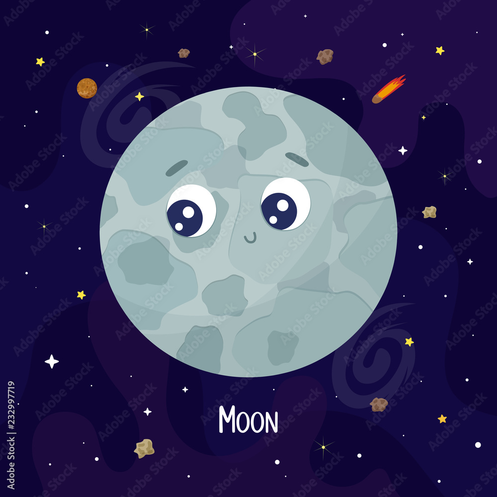 cute moon cartoon