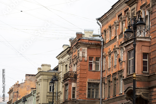 Street with old buildings in St. Petersburg, Russia. © M-Production