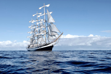 Plexiglas schilderij Schip Witte zeilen op kalme zee  © Alvov