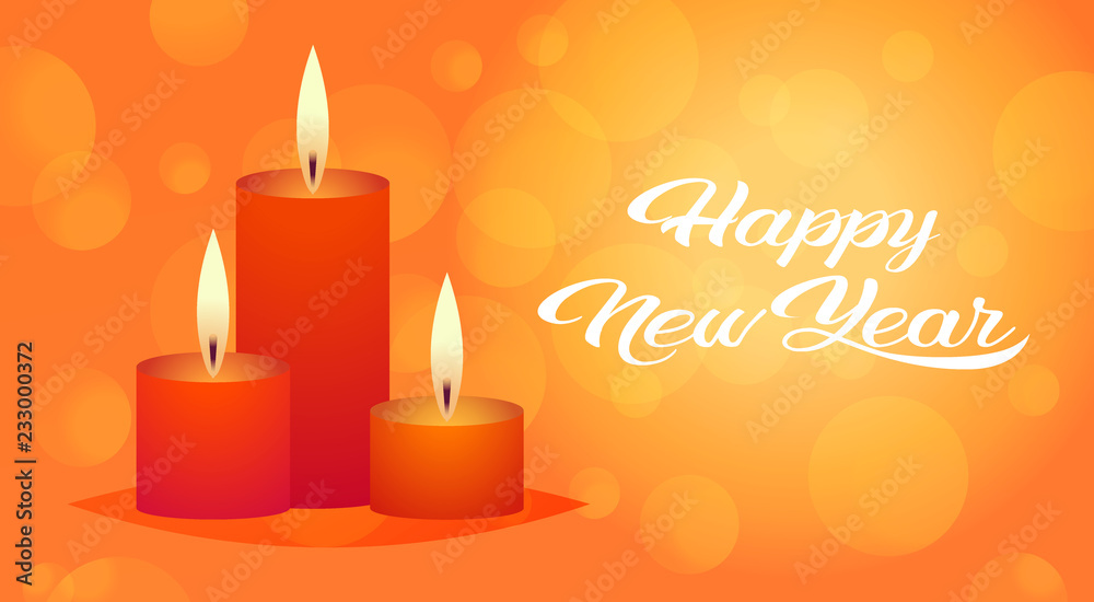 decorative red candle icon happy new year merry christmas decoration holiday concept greeting card horizontal flat vector illustration decorative red candle icon happy new year merry christmas decoration holiday concept greeting card horizontal flat vector illustration