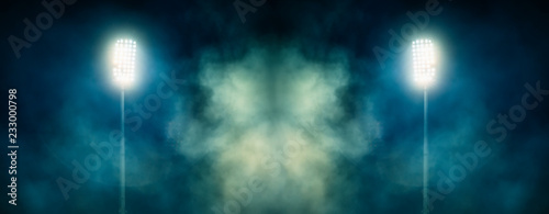 stadium lights and smoke