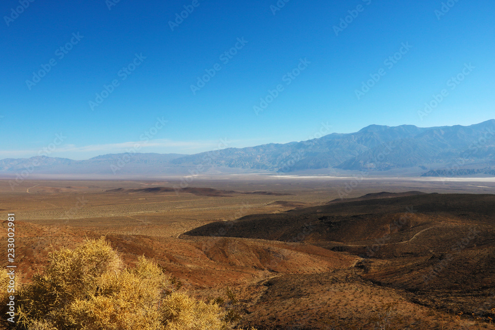 Beautiful view of the desert in America against the blue sky.