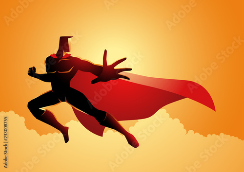 Superhero pose in action