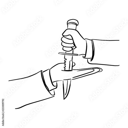 businessman stabbing his friend with knife vector illustration sketch doodle hand drawn with black lines isolated on white background