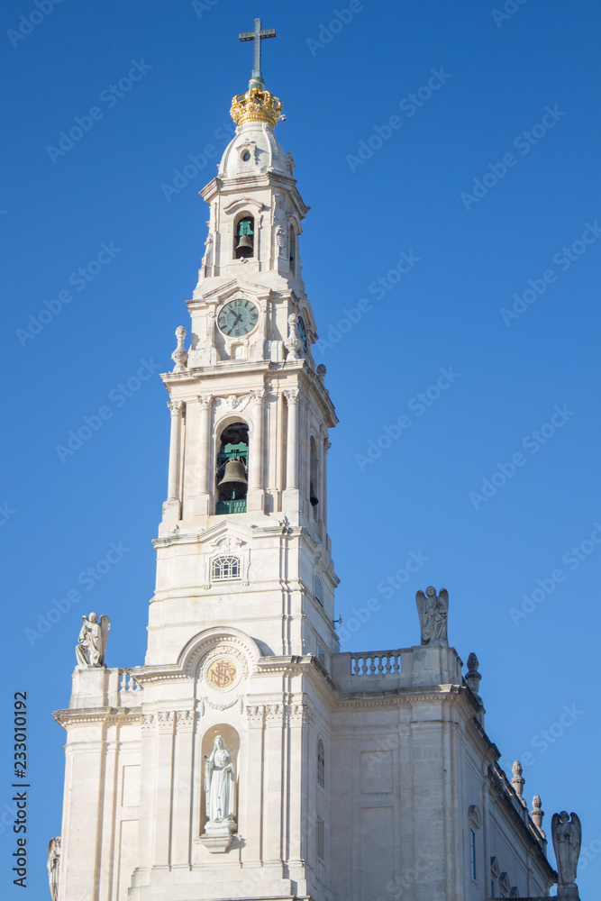The Sanctuary of Fatima (Basilica of Our Lady of Fatima) with blue sky, Portugal