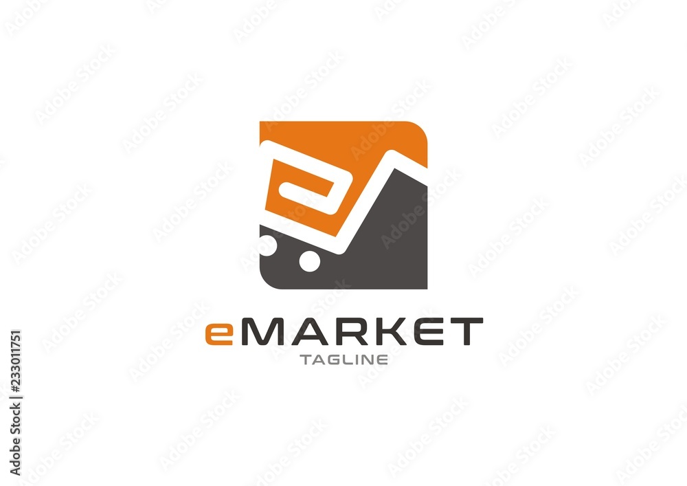 Letter e logo design with retail concept Letter e logo design with retail concept