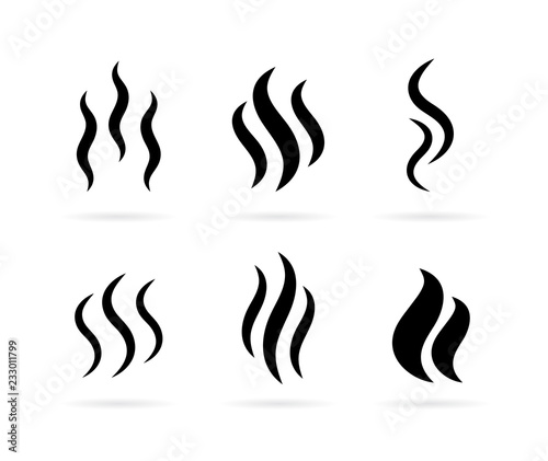 Hot steam smoke vector icon