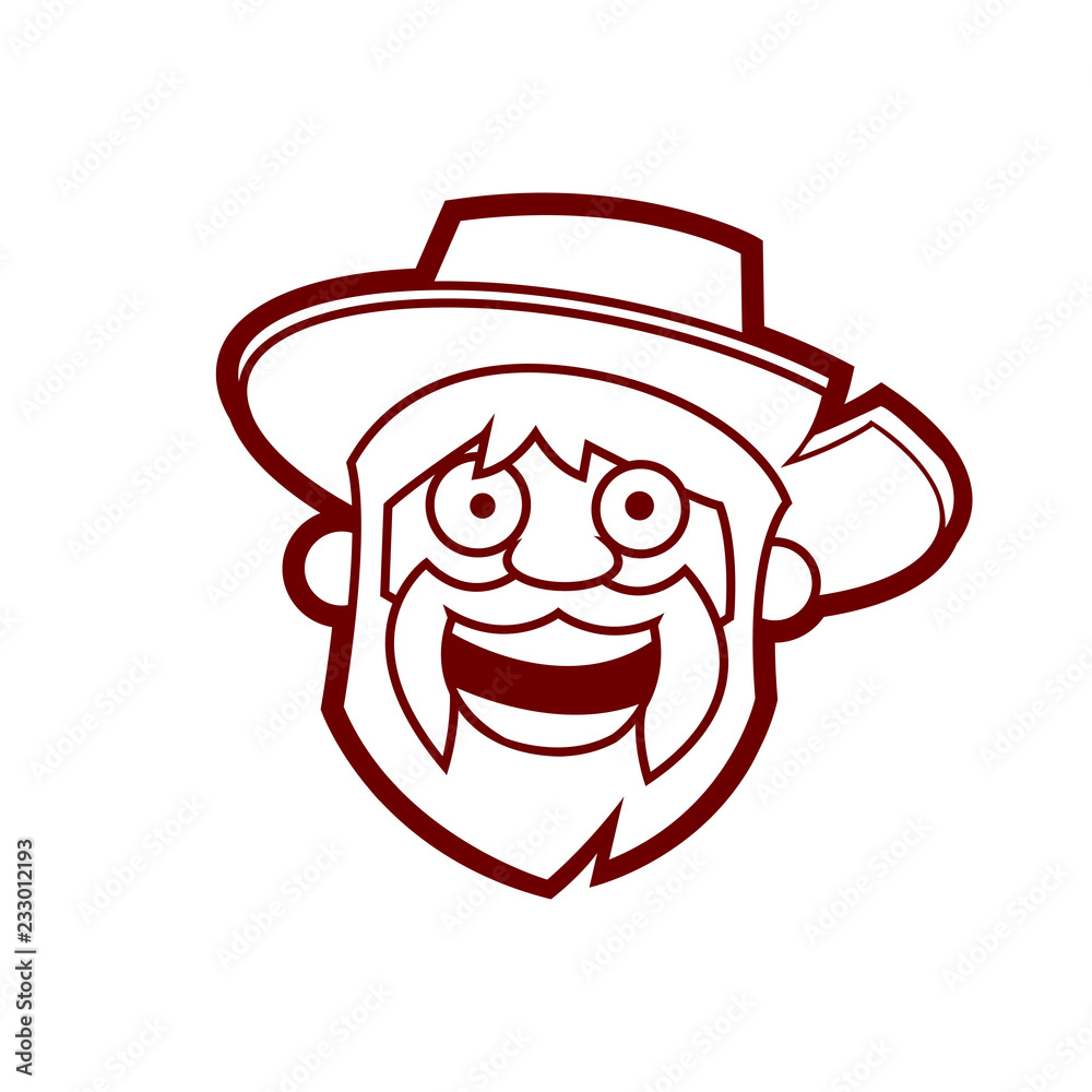 Cheerful man in a hat. Cartoon portrait. Vector illustration, eps 10. Cheerful man in a hat. Cartoon portrait. Vector illustration, eps 10.