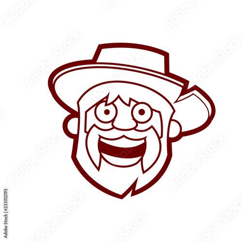 Cheerful man in a hat. Cartoon portrait. Vector illustration, eps 10.