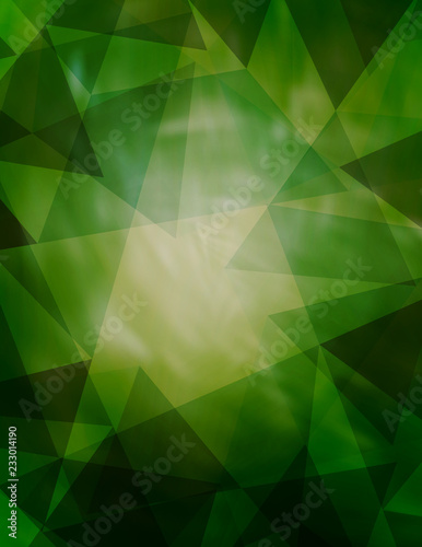 Dark greenery template of poster. Pattern with triangles