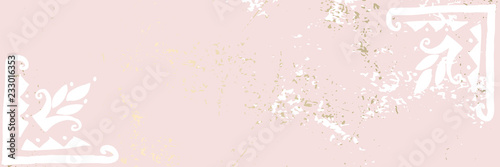 Chic trendy universal scandinavian background witn hand drawn floral folk motif and archival painting texture
