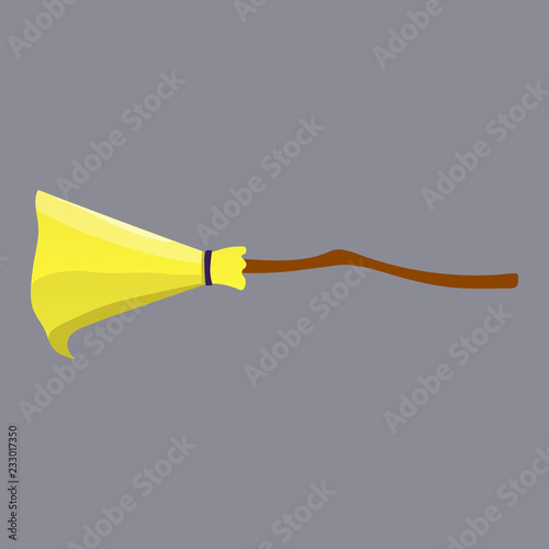 Halloween Witches Broomstick. Traditional Halloween Symbol  Accessory Object  Cartoon Broom. Vector Illustration for your Design  Game  Card.