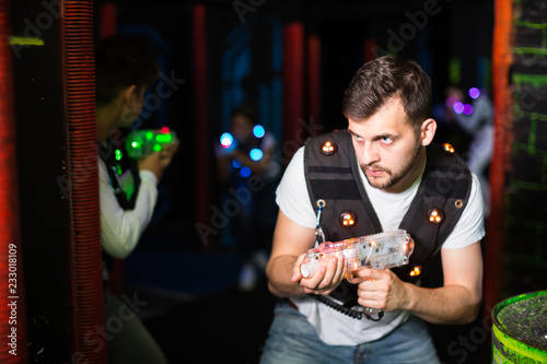 Excited guy during lasertag game