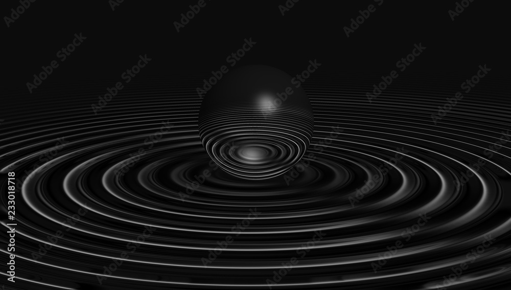 dark 3d sphere droplet with ripples dark 3d sphere droplet with ripples