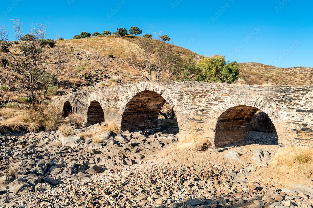 Roman bridge in the fields of Spain