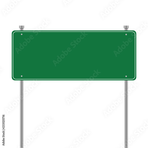 Side road blank green sign. Vector template for your design. Sign template with blank place for text. Illustration isolated on white background.