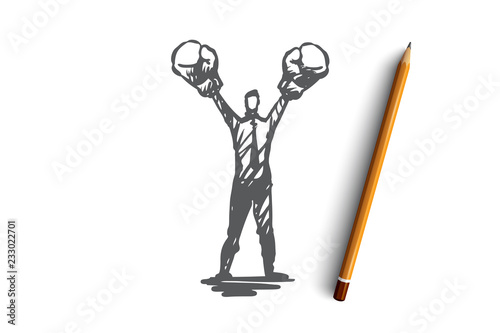 Assertiveness, success, work, competence, motivation concept. Hand drawn isolated vector.