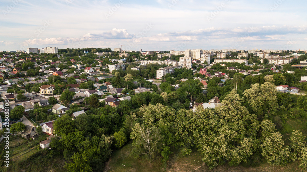 Aerial view of Zhymomyr city in Ukraine