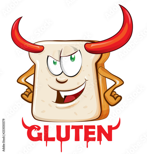 gluten evil mascot cartoon over white background
