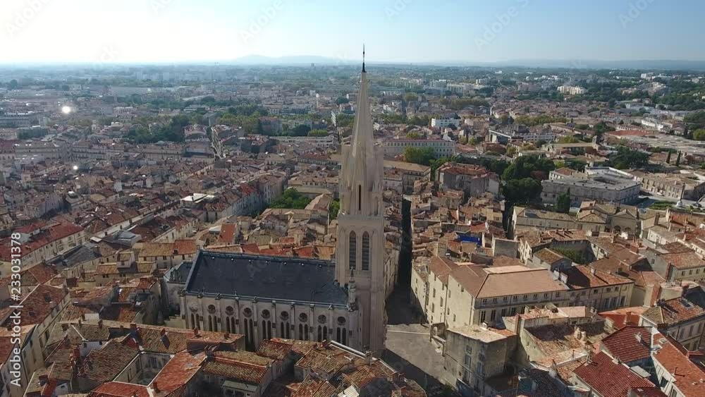 Aerial flight around Sainte Anne church Montpellier ecusson Aerial flight around Sainte Anne church Montpellier ecusson