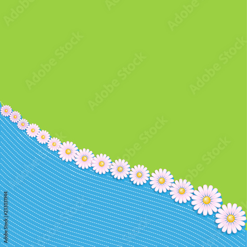 Floral background with daisies. Invitation, print card, blank vector