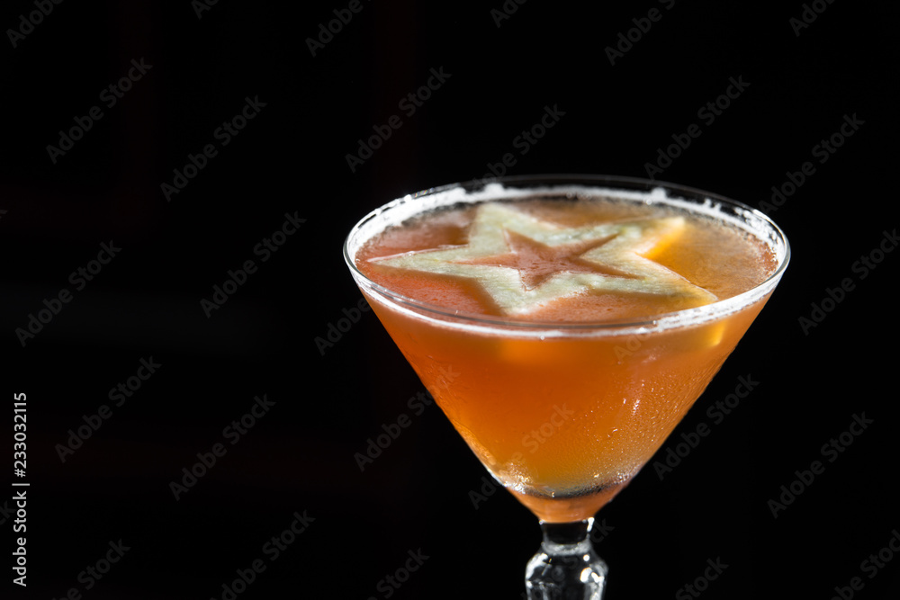 Apple Tini on a bar desk. black background. Apple Tini on a bar desk. black background.