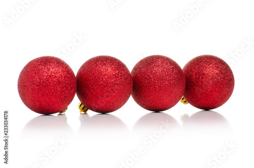 Christmas toys red balls on a white background isolation
