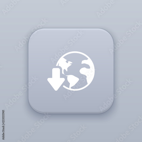 Global, download gray vector button with white icon