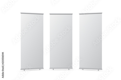 Blank roll up banner stand. Empty  mock up for presentation
