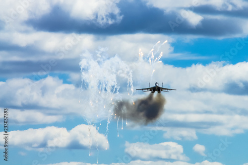 the MiG-29 in  air attack and launches fireworks with thermal traps during the aviation show .