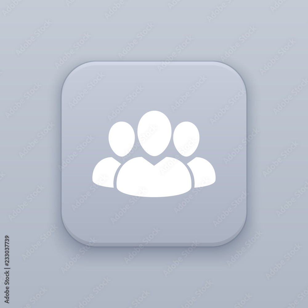 People, gray vector button with white icon People, gray vector button with white icon