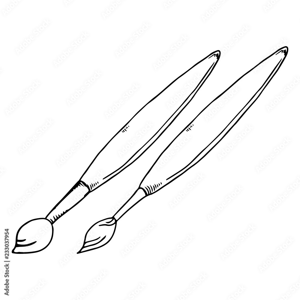 Paint brush. Vector illustration of a brush in paint. Hand drawn brush. Paint brush. Vector illustration of a brush in paint. Hand drawn brush.