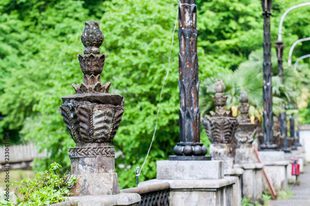 Column in the Gothic style made of stone Column in the Gothic style made of stone