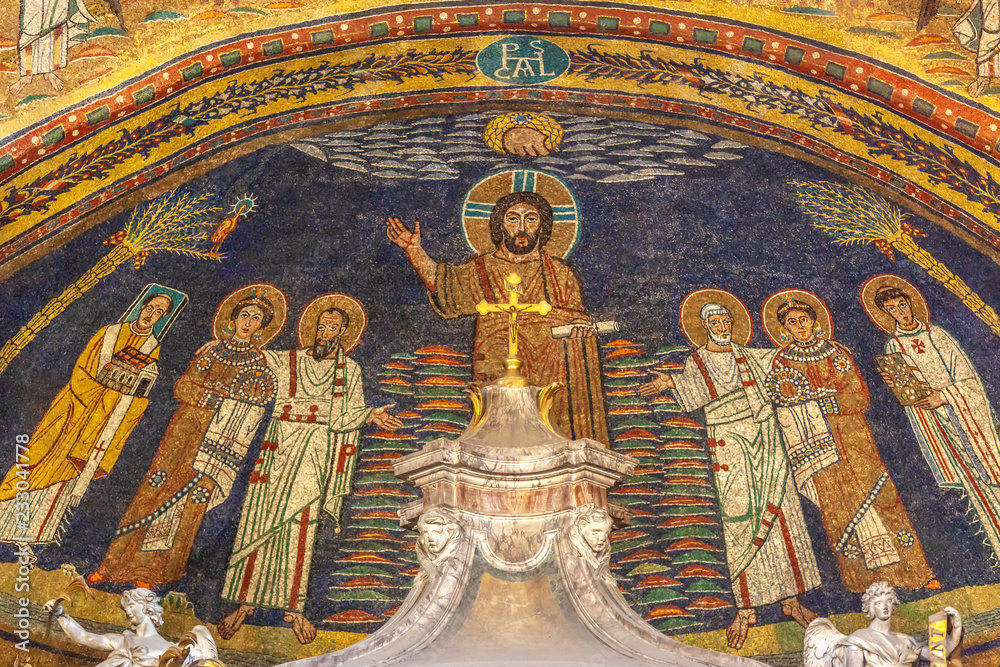  Byzantine mosaics in the Basilica of Saint Praxedes (Santa Prassede) in Rome, Italy